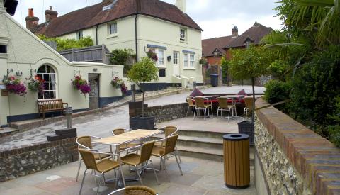 Outdoor seating terrace and pub garden