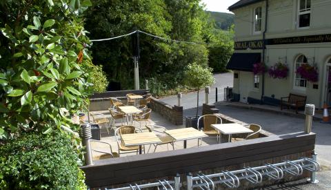 Drinks terrace and bike rack